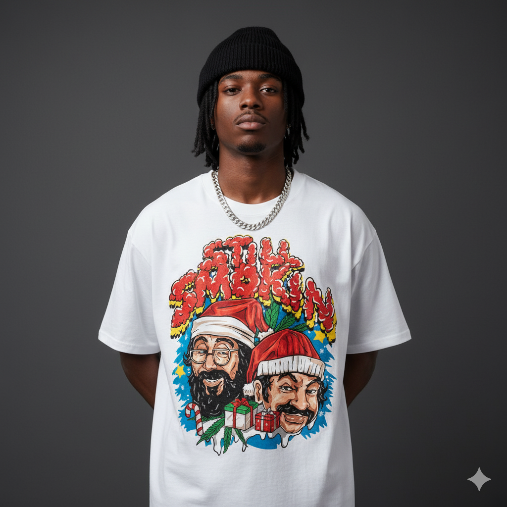 STILL SMOKING CHRISTMAS T-SHIRT WHITE