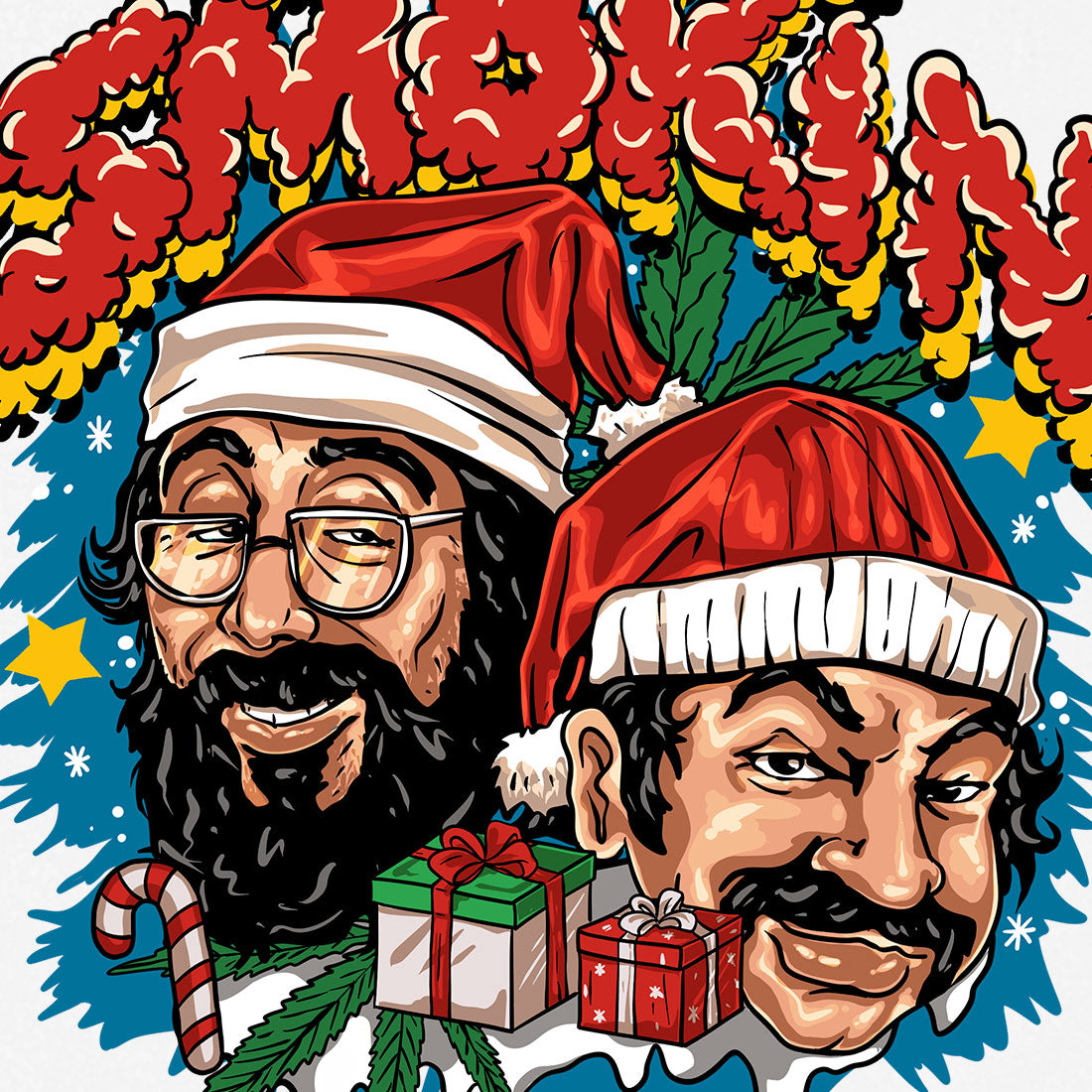 STILL SMOKING CHRISTMAS T-SHIRT WHITE