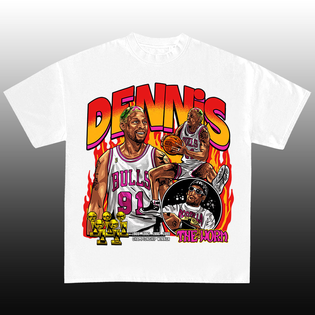 BASKETBALL LEGEND THE WORM T-SHIRT WHITE