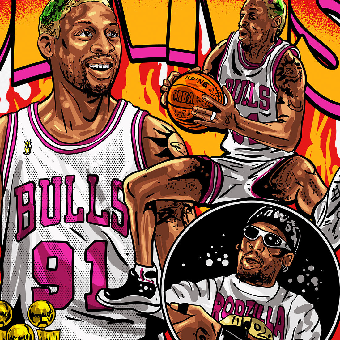 BASKETBALL LEGEND THE WORM T-SHIRT WHITE