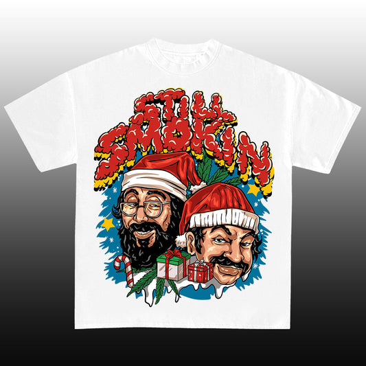 STILL SMOKING CHRISTMAS T-SHIRT WHITE